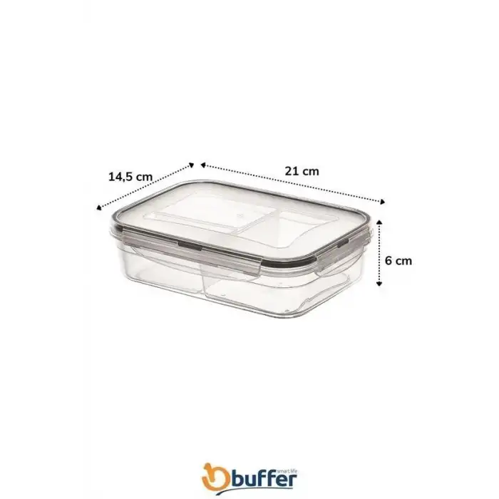 New 3 Bölmeli Kilitli Kapaklı 1 Litre Erzak Saklama Kabı LC-510