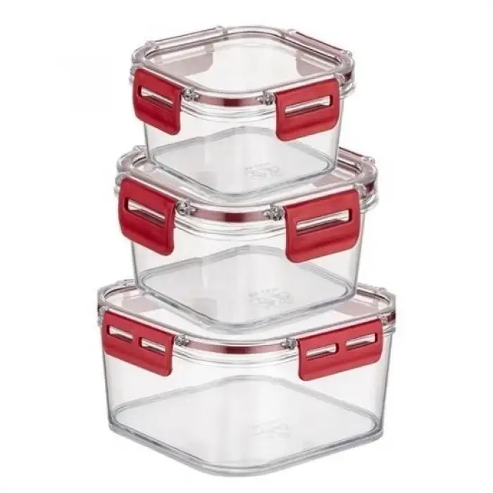 New 3lü Pratik Silikon Contalı Sızdırmaz Kapaklı Sağlam İstiflenebilir Saklama Kapları