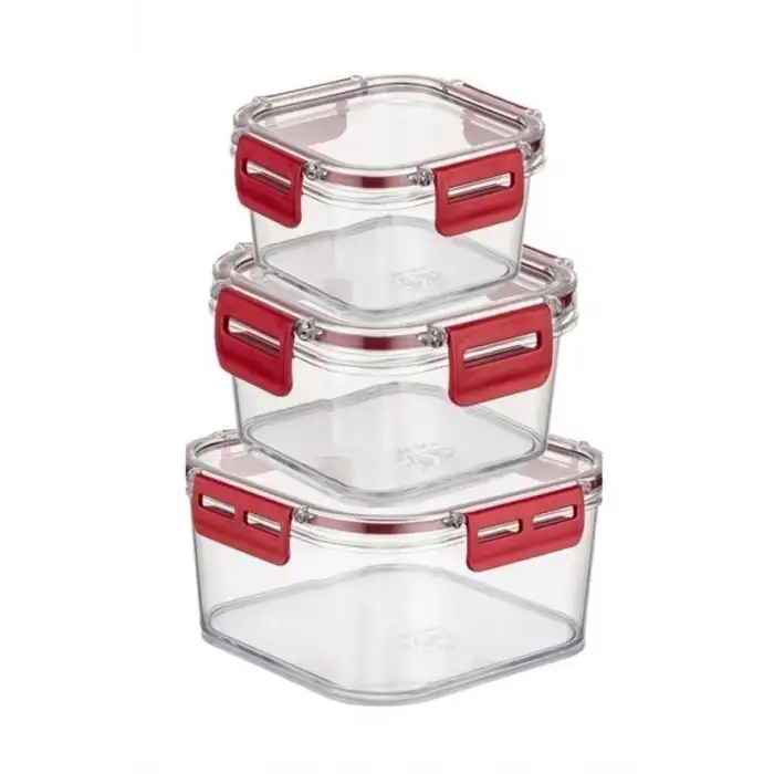 New 3lü Pratik Silikon Contalı Sızdırmaz Kapaklı Sağlam İstiflenebilir Saklama Kapları