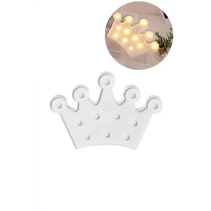New 3D Dekoratif Pilli Kraliçe Tacı Model Led Masa ve Gece Lambası