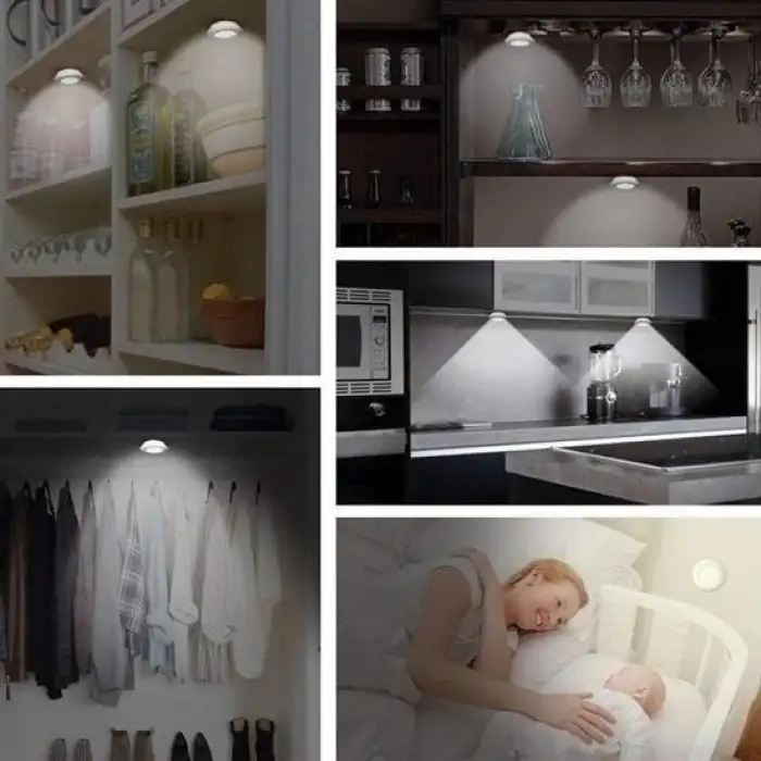 New 3lü Uzaktan Kumandalı Pilli Yapışkanlı Kablosuz Led Spot Lambalar