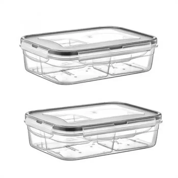 New 4 Bölmeli Sızdırmaz Contalı Kilitli Kapaklı 1 Litre Erzak Saklama Kabı -LC520