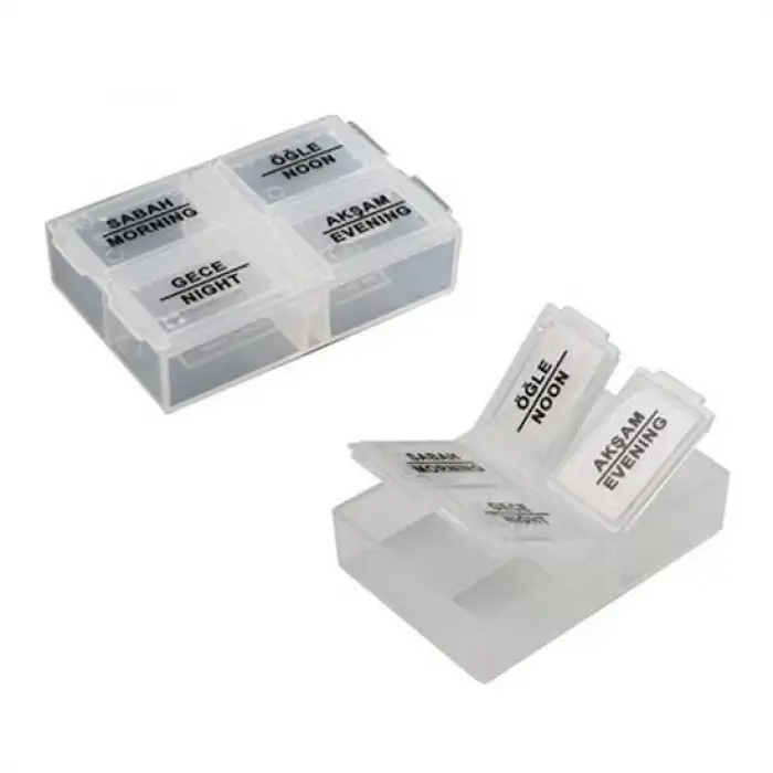 New 4 Öğün Günlük Hap İlaç Saklama Taşıma Kutusu İlaç Hatırlatıcı