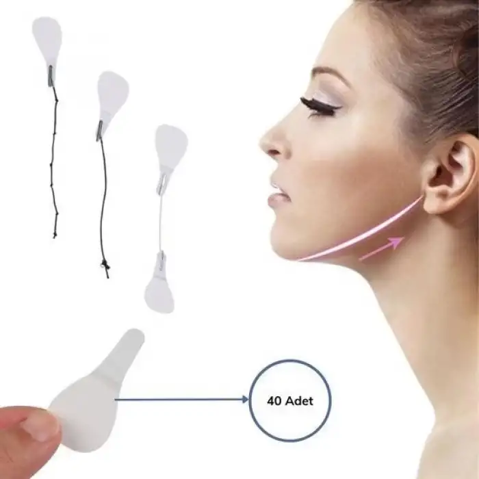 New 40 Adet Lastikli Yüz Kaş Göz Boyun Gerdirme Kaldırma Bantları