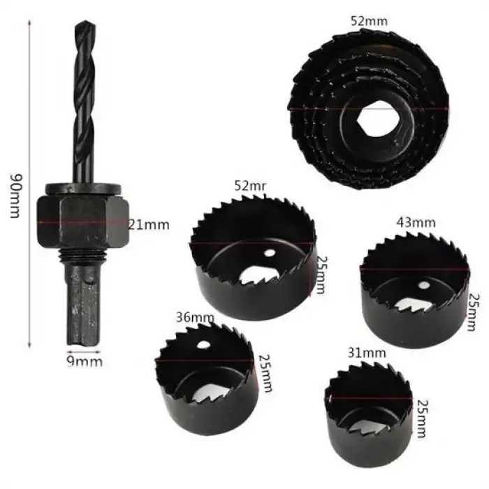 New 6 Parça Demir Ahşap Alçıpan Delme Buat Açma Seti