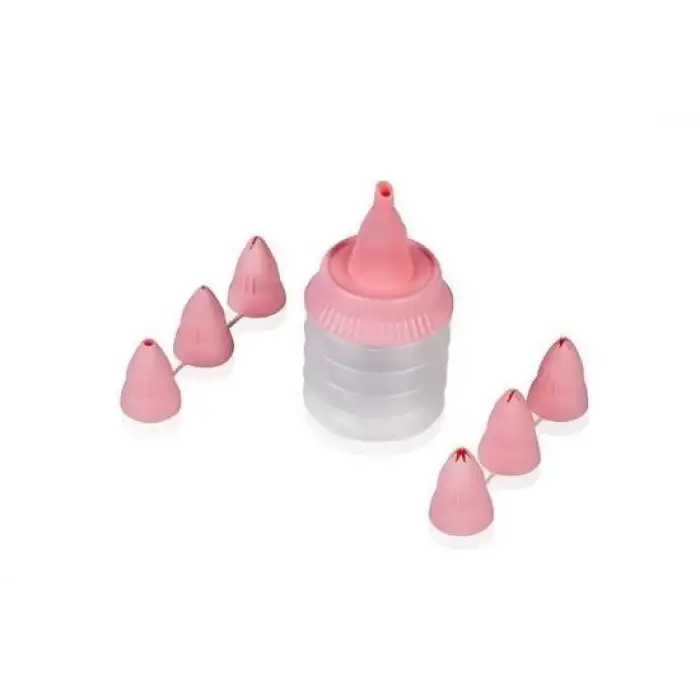 New 7 Başlıklı Mutfak Pasta Krema Sıkma Süsleme Pompası Aparatı Seti