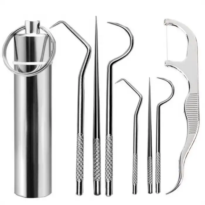 New 7 Parça Paslanmaz Çelik Ağız Diş Tartar Sökücü Temizlik Bakım Seti