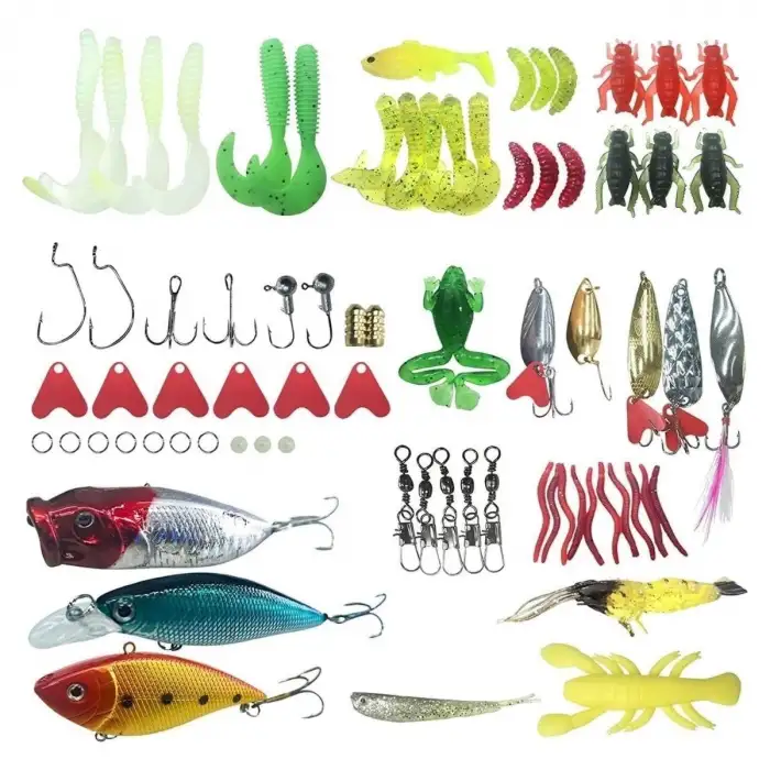 New 78 Parça Sahte Olta Yemleri ve Balık Tutma Aksesuarı Seti