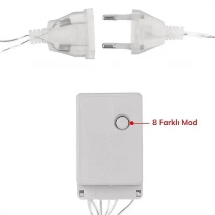 New 8 Fonksiyonlu 16 Saçaklı Perde Led 3 x 1 (Günışığı)