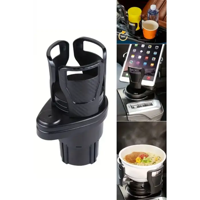 New Araç İçi 360 Derece Dönen 2li Bardaklıklı Açılarak Ayarlanabilir Bardak Tutucu Aparat
