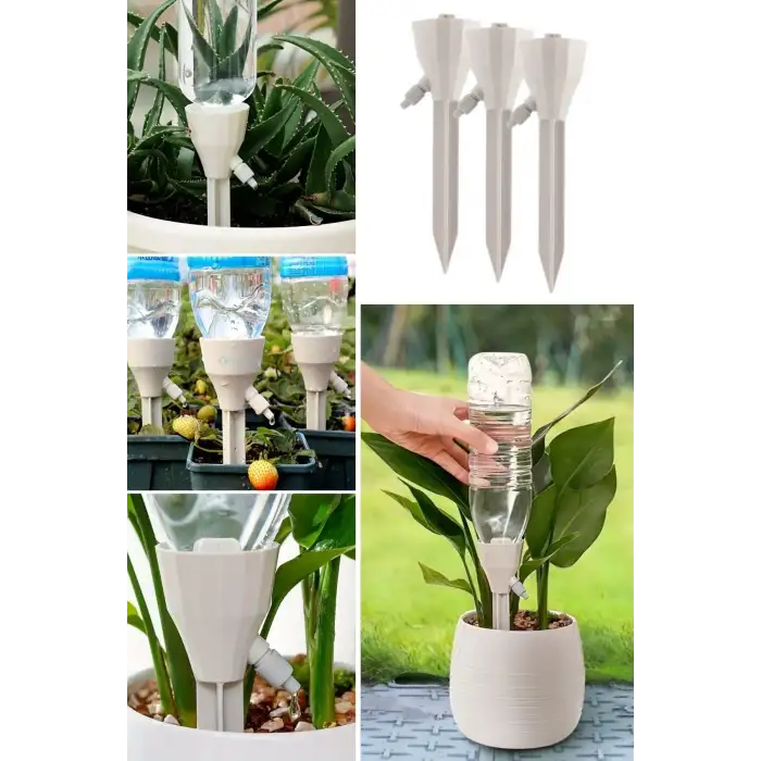 New Ayarlanabilir Akış Hızına Sahip Damlama Sulama Çivileri 3lü Otomatik Bitki Sulama Aparatı Tüm Pet Şişelere Uyumlu