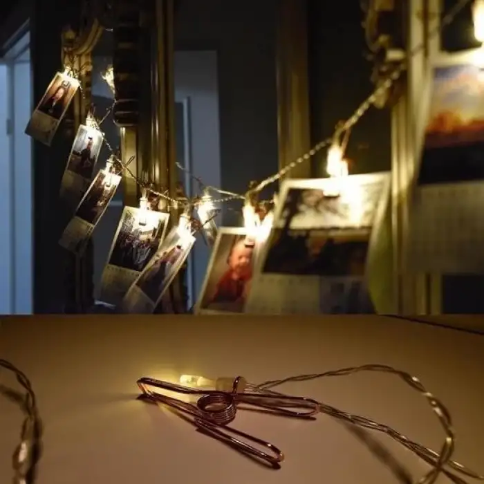 New Bakır Renkli Led Işıklı Fotoğraf Asma Işık Süsleme Mandalları