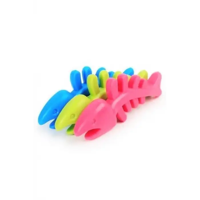 New Balık Kemiği İskelet Şekilli Renkli Plastik Kedi Oyuncağı