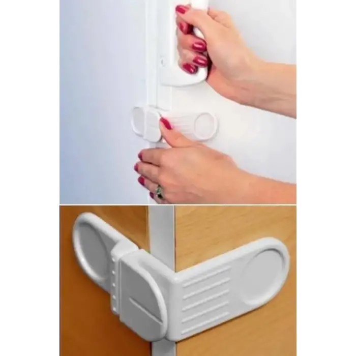 New Bebek Çocuk Güvenlik Çekmece ve Dolap İçin Kendiliğinde Yapışkanlı Vidasız Köşe Kapak Kilidi