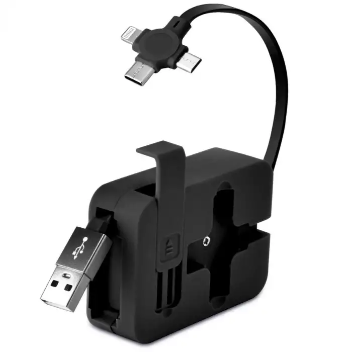 New Cep Tipi Telefon Tutuculu Makaralı Uzayıp Kısalabilen 3ü 1 Arada USB Şarj Kablosu