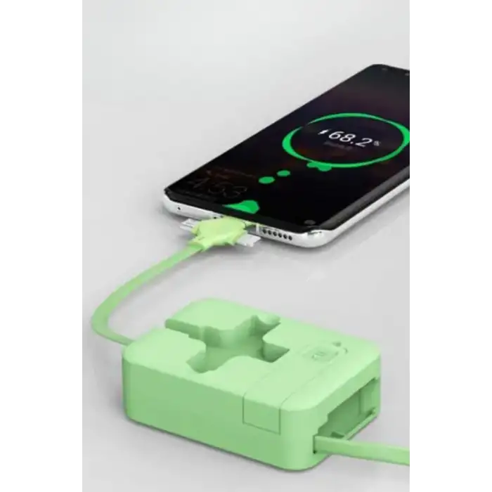 New Cep Tipi Telefon Tutuculu Makaralı Uzayıp Kısalabilen 3ü 1 Arada USB Şarj Kablosu
