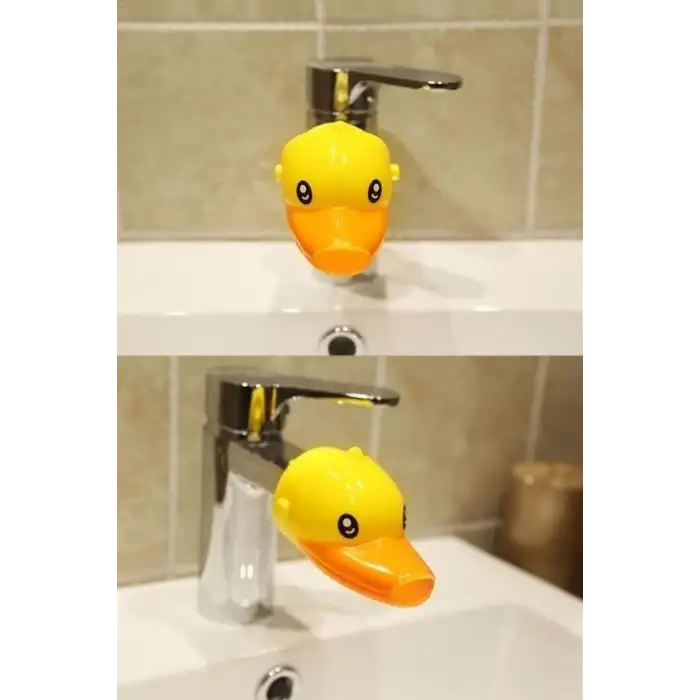 New Çocuklar İçin Eğitici ve Güvenli Musluk Uzatıcı Genişletici Başlık Aparatı Ördek Figürlü
