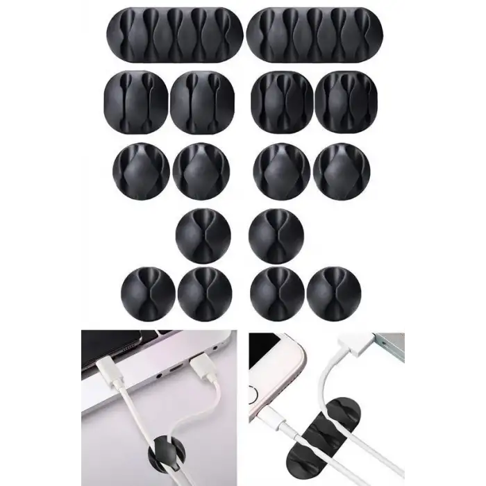 New Çok Amaçlı Kablo Tutucu Akrilik Güçlü Yapışkanlı Organizer Düzenleyici 16 Parça Set Kolay Ku