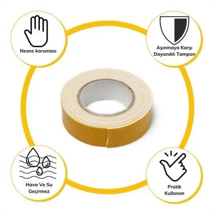 New Çok Amaçlı Tüm Yüzeylerde Kullanıma Uygun Beyaz Çift Taraflı Köpük Sünger Montaj Bant