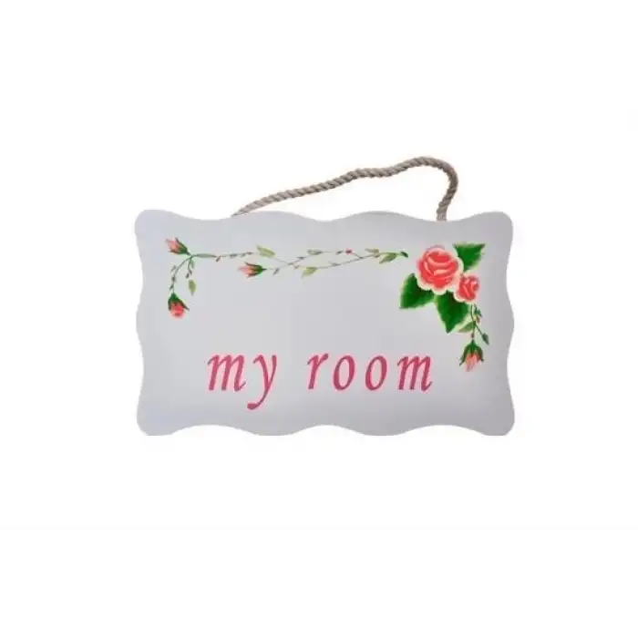 New Decotown My Room Benim Odam Dekoratif Çiçek Desenli Kapı Askısı