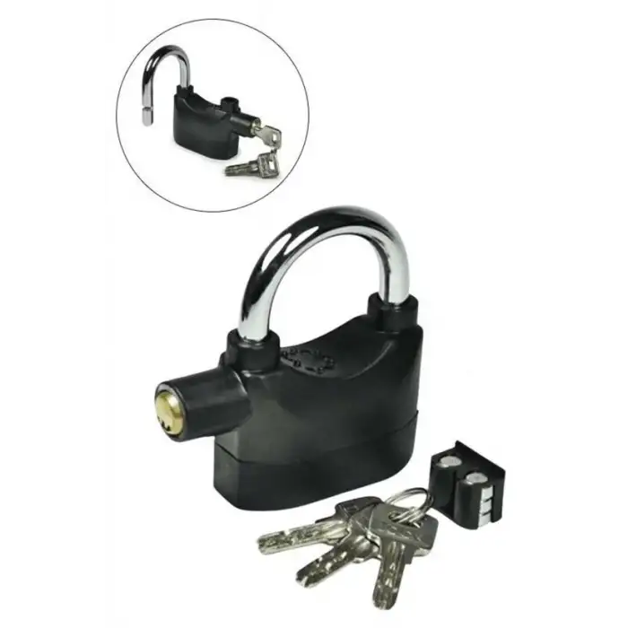 New Desibel Siyah Alarmlı Çok Fonksiyonlu Ekstra Güvenlikli Kare Asma Dolap Kilidi