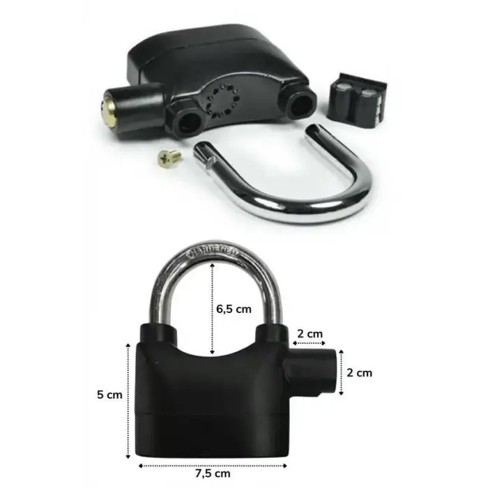 New Desibel Siyah Alarmlı Çok Fonksiyonlu Ekstra Güvenlikli Kare Asma Dolap Kilidi