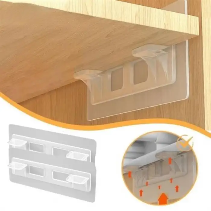 New Dolap İçi Raflar İçin 4lü Plastik Güçlü Yapışkanlı Raf Destek Aparatı