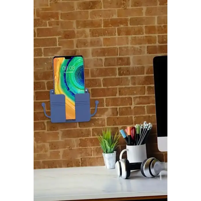 New Duvar Tipi Yapışkanlı Kablo Tutuculu Telefon,Kumanda Tutucu Plastik Aparat