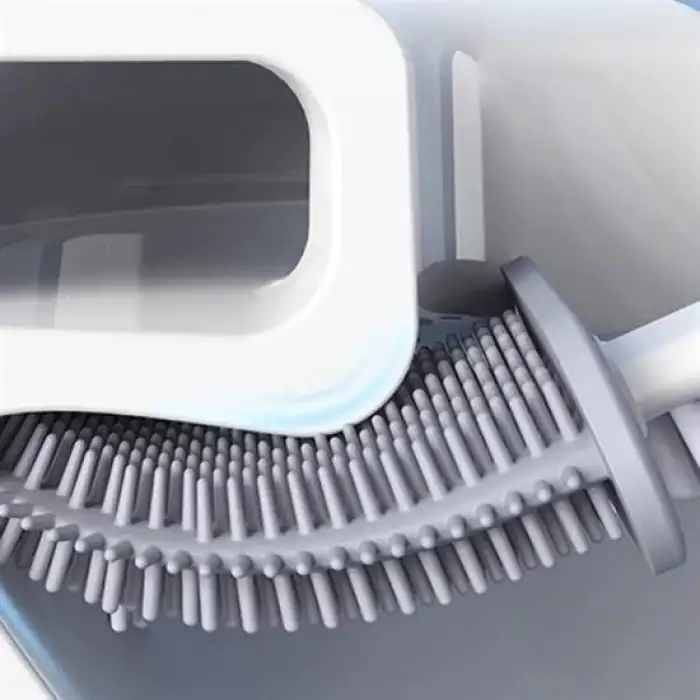 New Duvara Monte Edilebilir Kapaklı Askılı Klozet Yumuşak Silikon Başlıklı Tuvalet Fırçası Seti