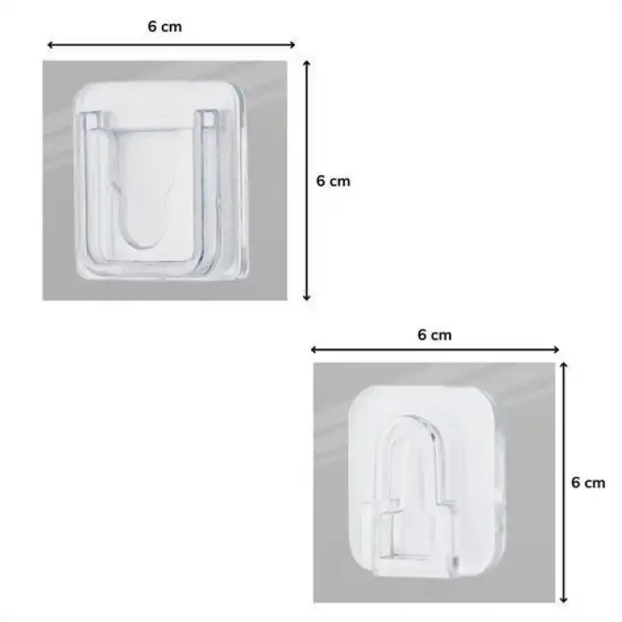 New Eşya Sabitleme Askısı 10 Çift Şeffaf Çift Taraflı Yapışkanlı Geçmeli Klips