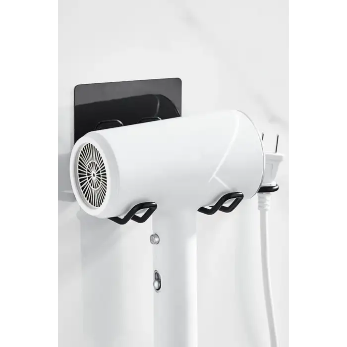 New Fön Makine Askısı Siyah Yapışkanlı Fön Makine Tutucu