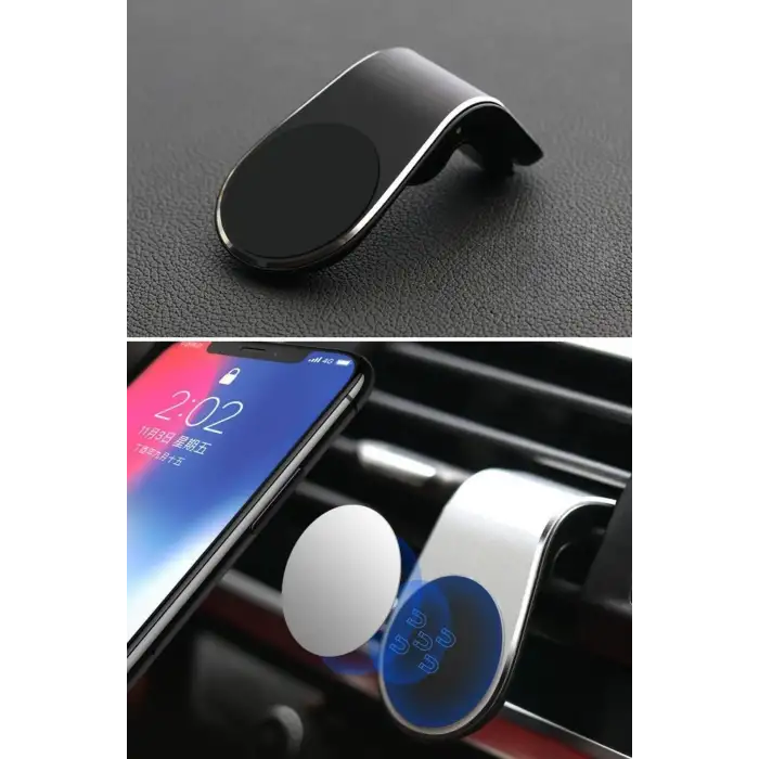 New ® Havalanndırma Izgarasına Takılabilen Mandallı Mıknatıslı Oto Araç Içi Manyetik Telefon Tutucu