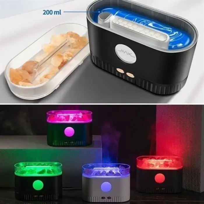 New Himalaya Tuzlu Renkli Led Aydınlatmalı 200ml Hava Nemlendiricili Aromaterapi Difüzörü