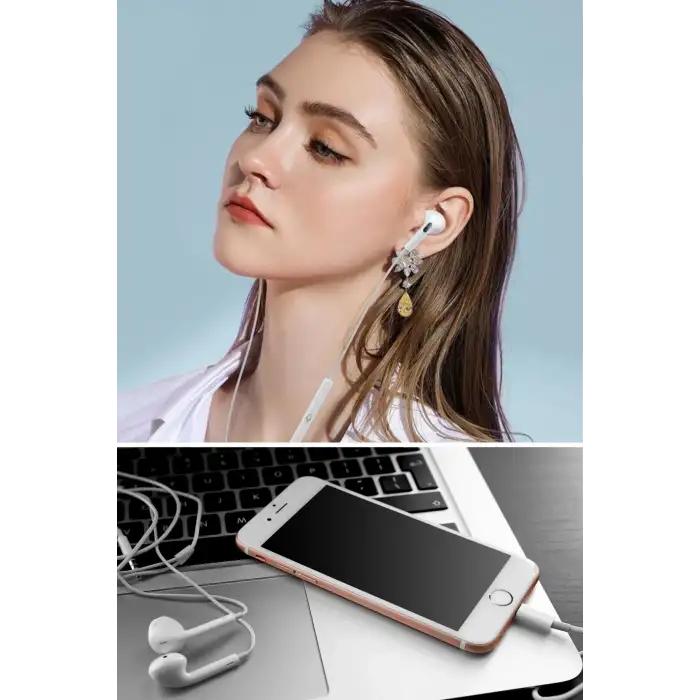 New İphone Ucu Çıkışlı Pop Up Kulakiçi Yumuşak Kontrol Tuşlu Kulaklık