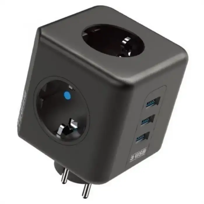 New Isıya Dayanıklı Termal Akım Korumalı ve Çocuk Korumalı 3 Priz Girişli 3 USB Girişli Küp Priz