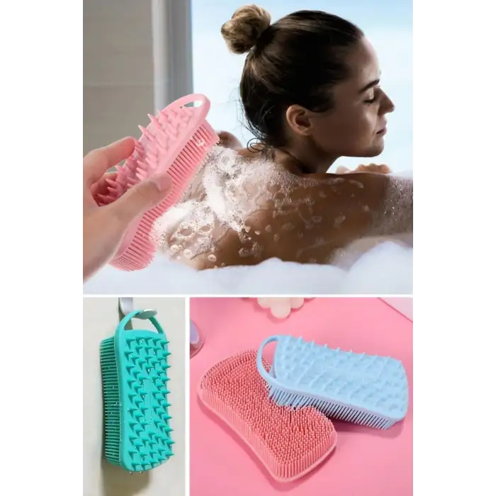 New Kendiliğinden Askılı Peeling ve Masaj Etkili Silikon Banyo Vücut Fırçası