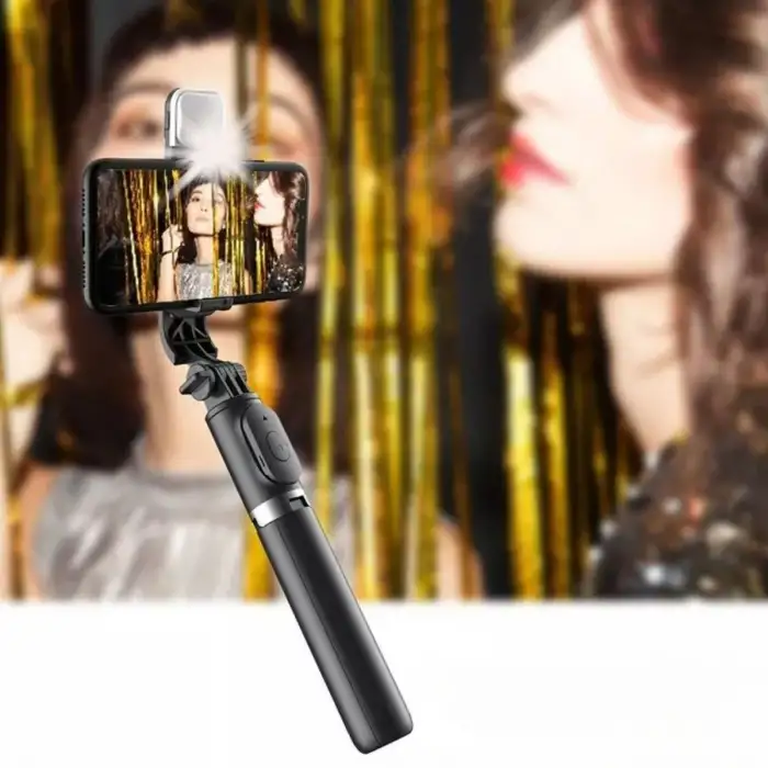 New Kendiliğinden Işıklı Masaüstü Tripod Olabilen Telefon Tutuculu Kablosuz Kumandalı Selfie Çubuğu