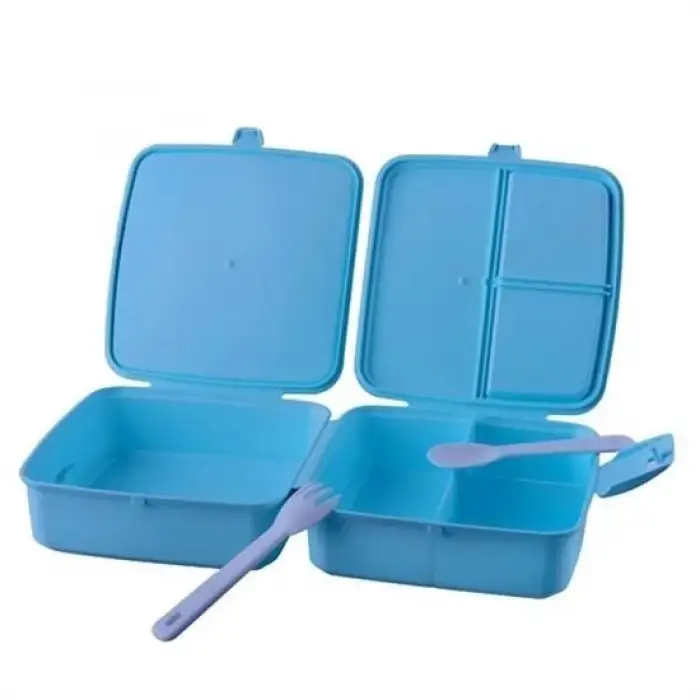 New Kendiliğinden Kaşık Çatallı Beslenme Kutusu 4 Bölmeli Çocuk Beslenme Kabı Saklama Kutusu