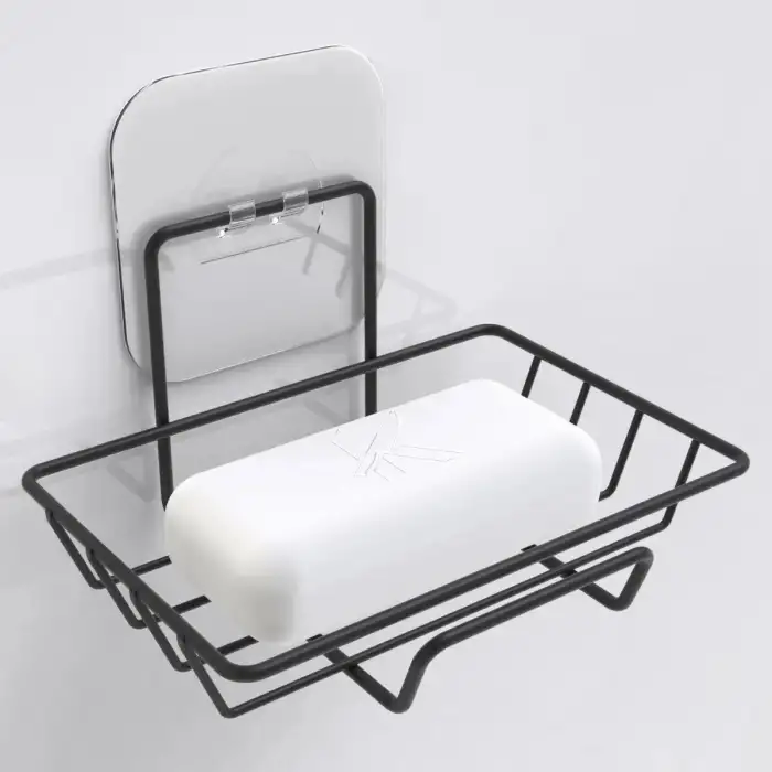 New  Kendiliğinden Yapışkanlı Dekoratif Tekli Sabunluk Siyah