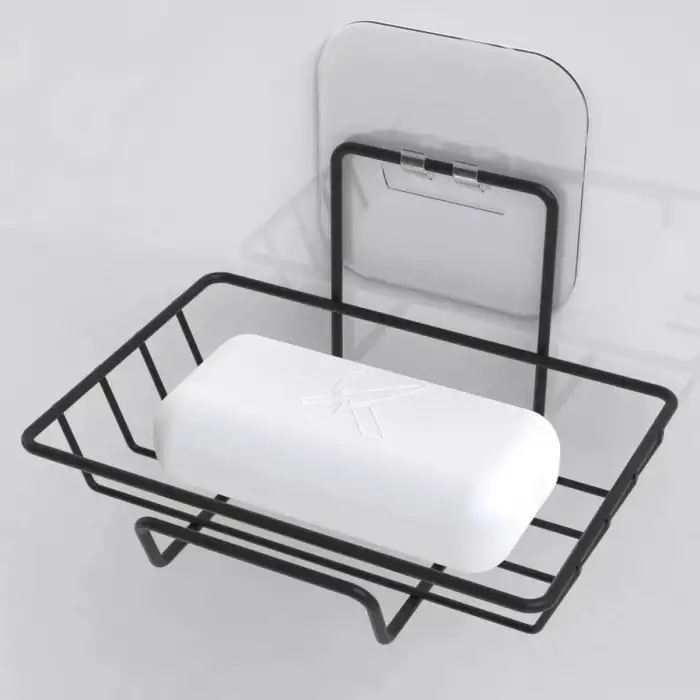 New  Kendiliğinden Yapışkanlı Dekoratif Tekli Sabunluk Siyah