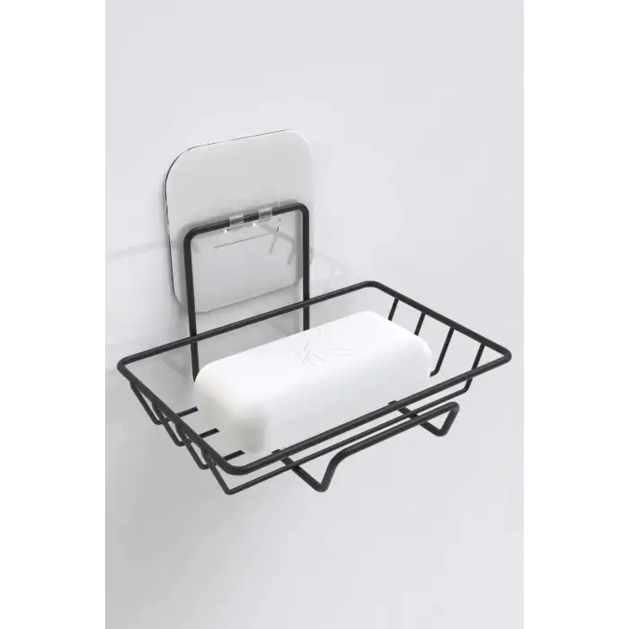 New  Kendiliğinden Yapışkanlı Dekoratif Tekli Sabunluk Siyah