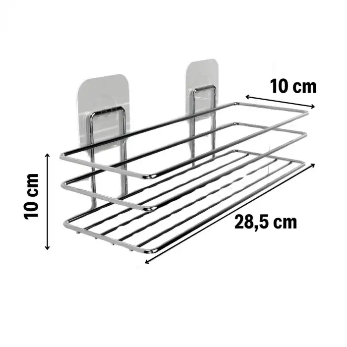 New Kendiliğinden Yapışkanlı Krom Paslanmaz Metal Şampuanlık Banyo Düzenleyici Raf
