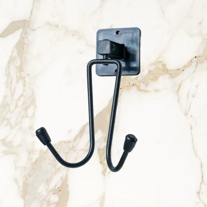 New Kendiliğinden Yapışkanlı Siyah Paslanmaz Metal Bornoz ve Havlu Askılığı