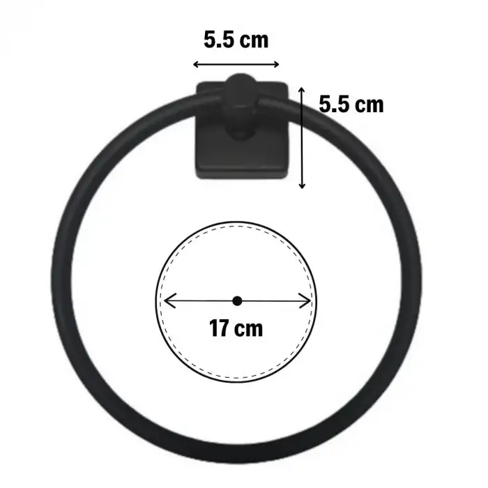 New Kendiliğinden Yapışkanlı Siyah Paslanmaz Metal Yuvarlak Havluluk