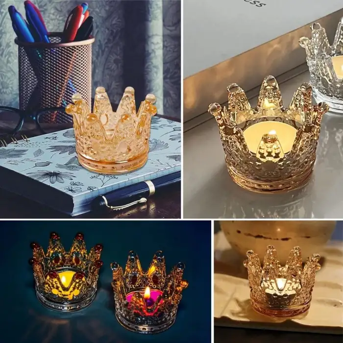 New Kral Tacı Model Mini Mumluk,Küllük,Lokumluk Çok Amaçlı Şeffaf Bronz Cam Kase