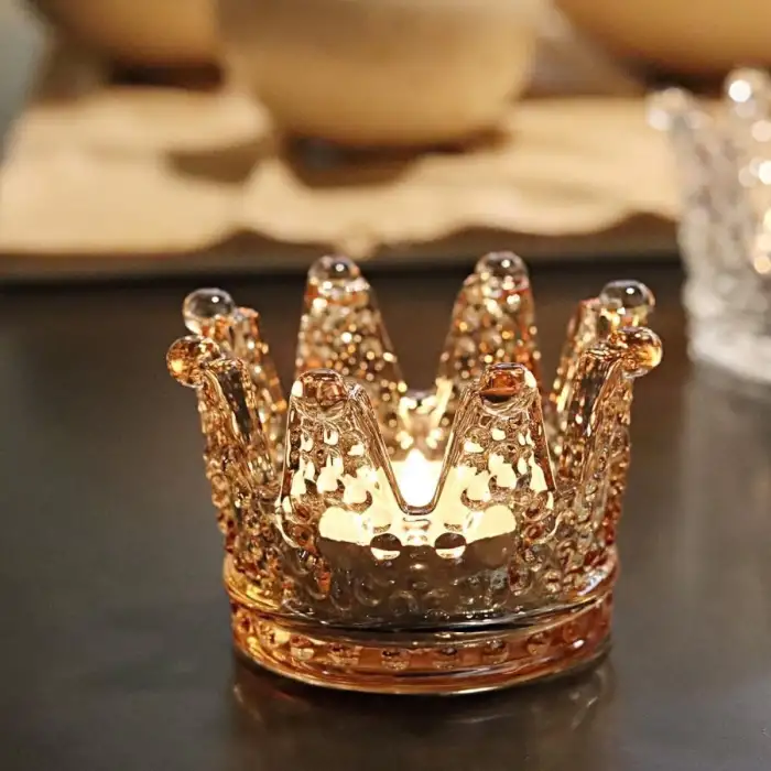 New Kral Tacı Model Mini Mumluk,Küllük,Lokumluk Çok Amaçlı Şeffaf Bronz Cam Kase