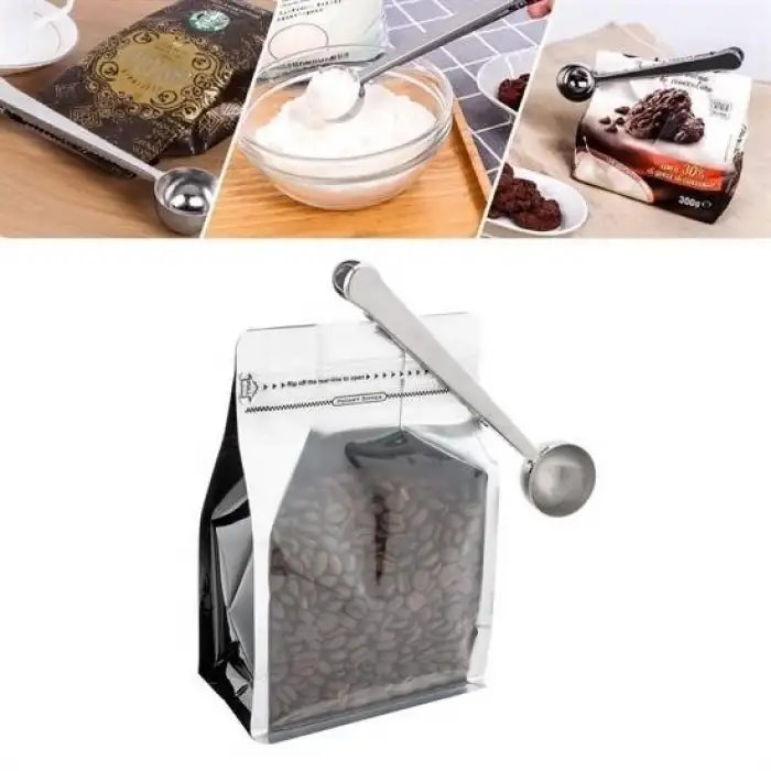 New Mandallı Kahve Ölçü Kaşığı Silver Çok Fonksiyonlu Paslanmaz Çelik Kaşık