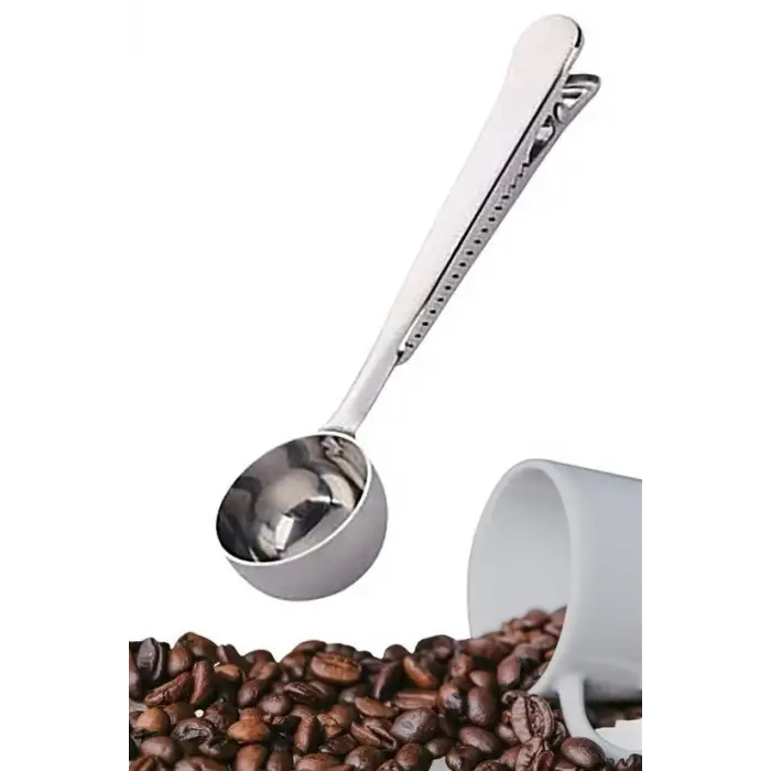 New Mandallı Kahve Ölçü Kaşığı Silver Çok Fonksiyonlu Paslanmaz Çelik Kaşık