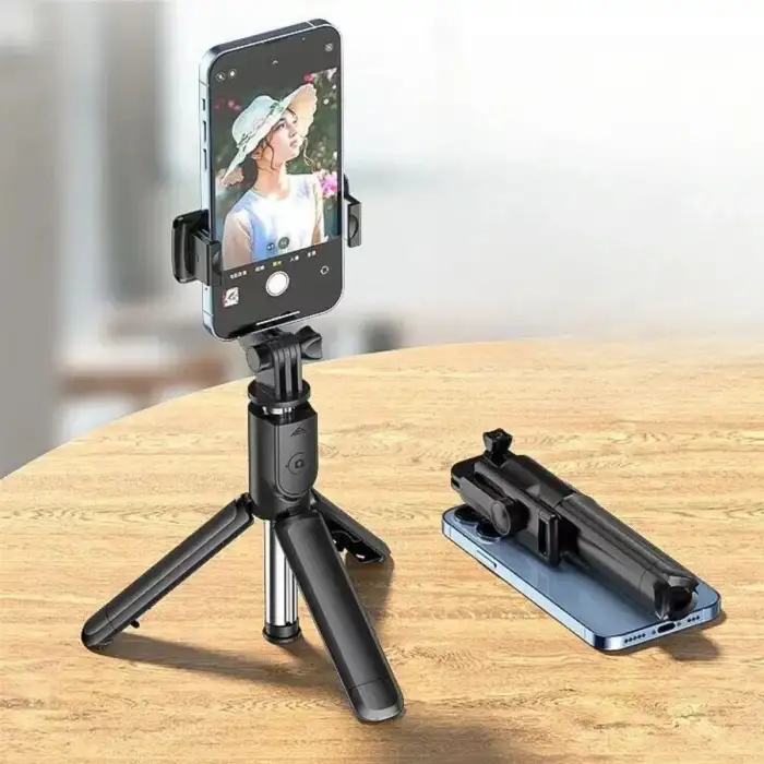 New Masaüstü Tripod Olabilen Telefon Tutuculu Kablosuz Kumandalı Selfie Çubuğu