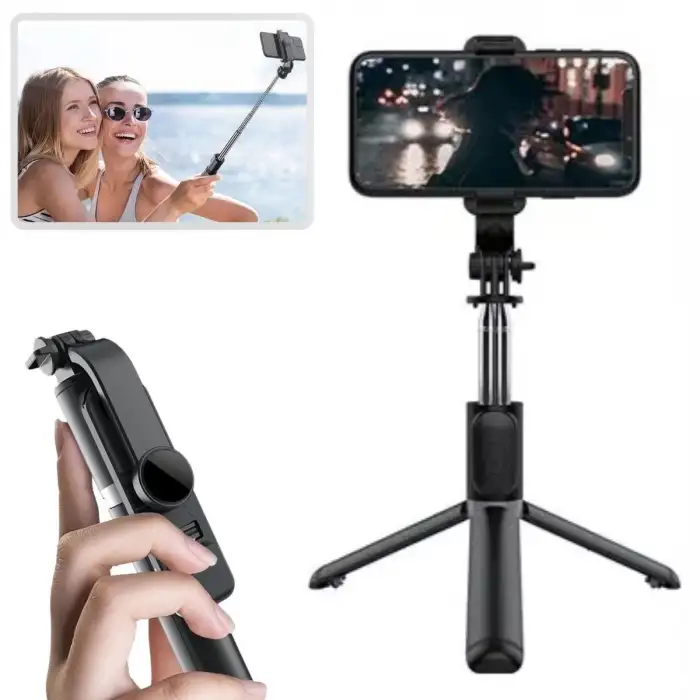 New Masaüstü Tripod Olabilen Telefon Tutuculu Kablosuz Kumandalı Selfie Çubuğu